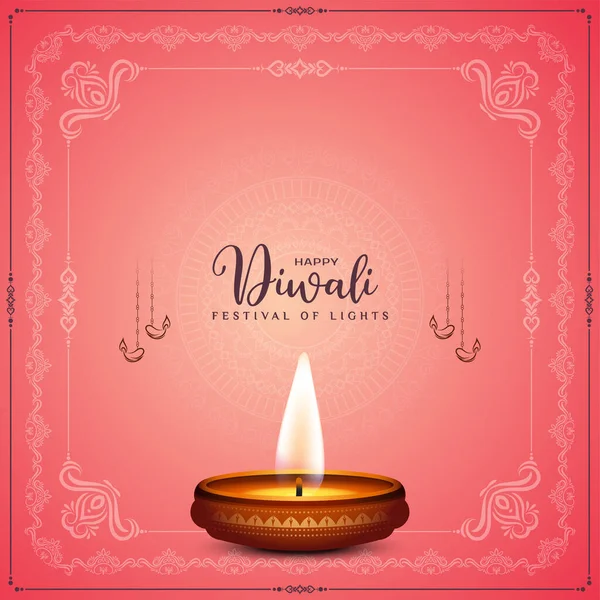 Happy Diwali Festival Celebration Classic Background Diya Vector — Stock Vector