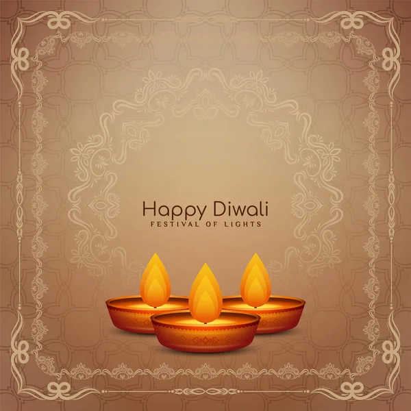Indiska Religiösa Festival Glad Diwali Firande Hälsning Bakgrund Med Diya — Stock vektor
