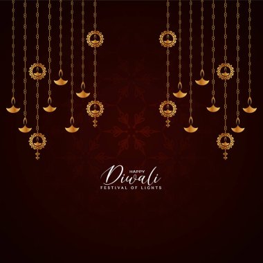 Mutlu Diwali Festivali etnik dini arka plan tasarım vektörünü kutladı