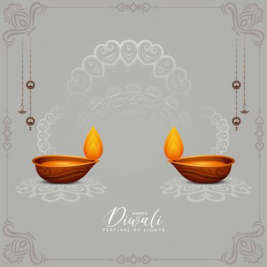 Mutlu Diwali kültürel Hint festivali arka planında diya vektörü ile
