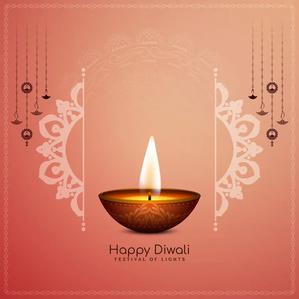 Happy Diwali Traditional Festival Artistic Background Diya Vector — Stock Vector