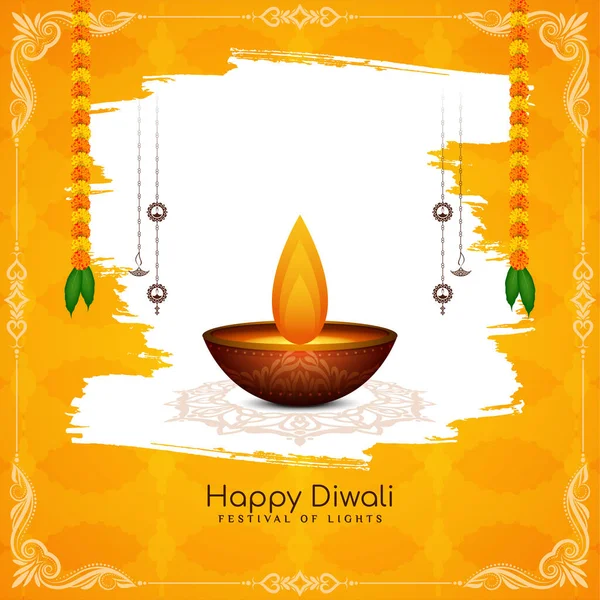 Happy Diwali Indian Traditional Festival Celebration Card Design Vector — Stock Vector