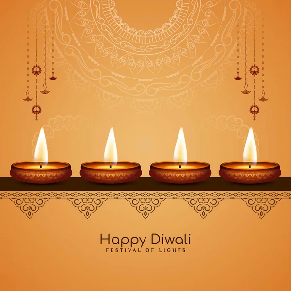 Happy Diwali Festival Celebration Beautiful Greeting Card Elegant Design Vector — Stock Vector