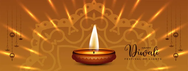 Glückliche Diwali Kulturelle Religiöse Indische Festival Banner Design Vektor — Stockvektor