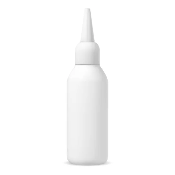 Mockup Botol Plastik Warna Rambut Pewarna Tabung Lem Dengan Dropper - Stok Vektor