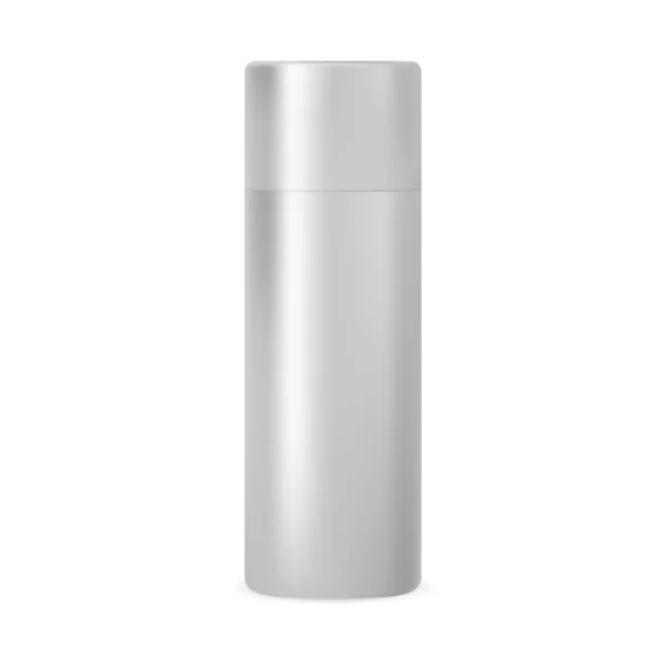 Silber Aerosolspray Attrappe Hairspray Aluminiumblechschablone Design Isoliert Zylinderfarbröhren Attrappe Realistische — Stockvektor