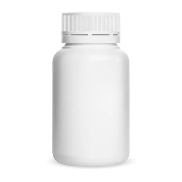 白色塑料药瓶 维生素补充剂罐 矢量空白 药品模板设计 空医疗箱盖 阿司匹林小瓶模型 — 图库矢量图片