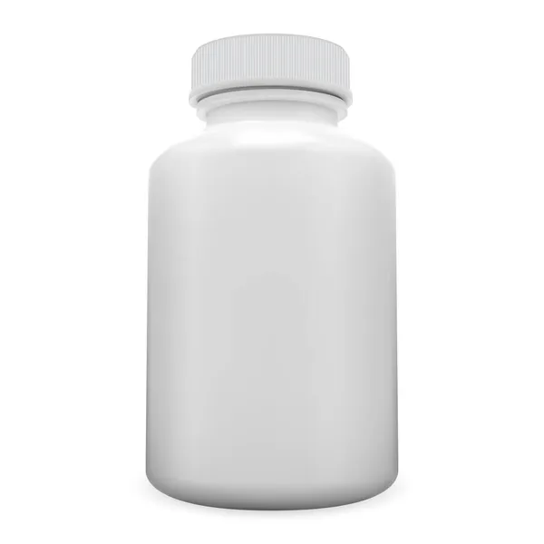 Garrafa Pílula Vitamina Frasco Suplemento Plástico Branco Branco Isolado Projeto — Vetor de Stock