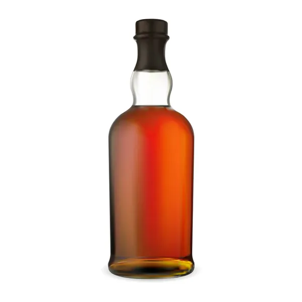 Láhev Whisky Bourbon Alkohol Skleněné Balení Makupy Design Sklenice Skotské — Stockový vektor