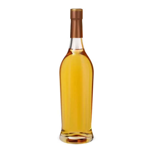 Láhev Whisky Realistická Skleněná Láhev Bourbonu Realistický Alkoholový Balíček Brandy — Stockový vektor