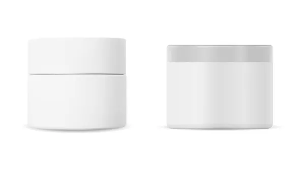 Λευκό Πλαστικό Καλλυντικό Βάζο Κρέμας Mockup Συσκευασία Προϊόντος Φροντίδας Δέρματος — Διανυσματικό Αρχείο