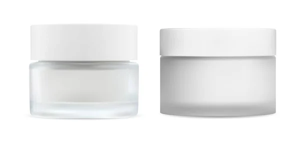 Weißes Sahneglas Vorhanden Kosmetische Cremeglasverpackung Attrappe Hautröte Pflege Make Puder — Stockvektor