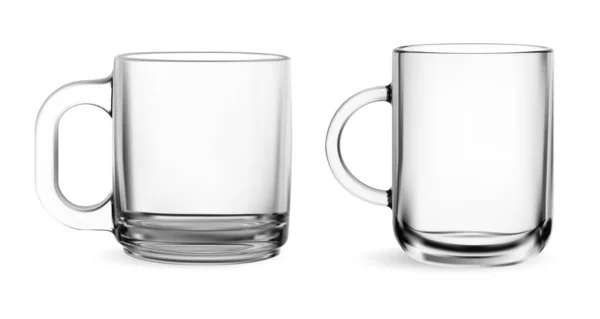 グラスカップ ティーマグカップベクトルモックアップ ホットコーヒーを飲む結晶ガラス製品オブジェクト現実的なイラスト 分離された光沢のあるサンプルテンプレート — ストックベクタ