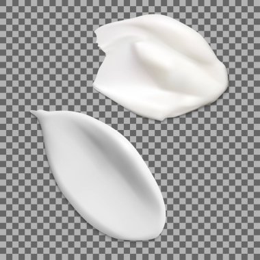 Kozmetik krem lekesi. Makyaj dokusu vuruşu, izole vektör çizimi. Yüz losyonu lekesi örneği. Yüz kozmetik fondöten damlası, kremalı krema kapatıcı.