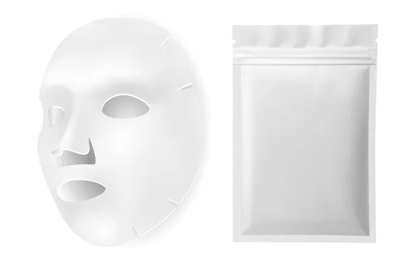 Gesichtsmaske Vektor Beauty Pack Gesichtsmaske Blatt Kosmetische Paket Blanko Design — Stockvektor