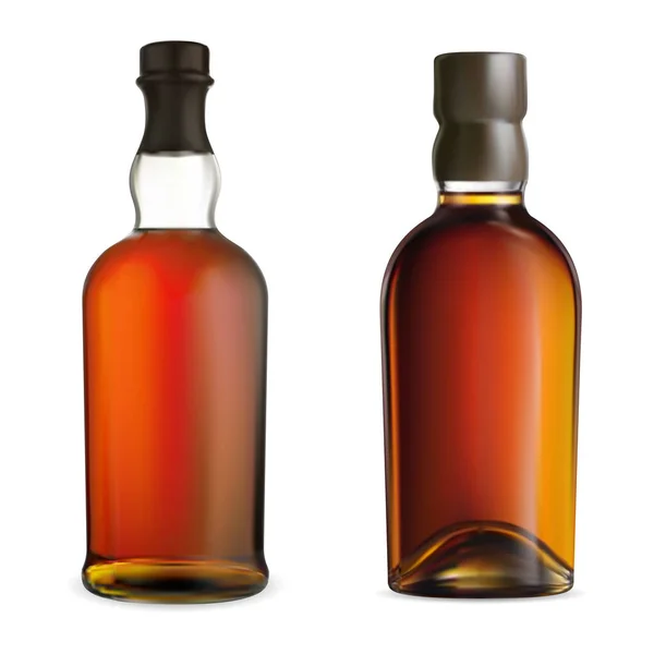 Whiskey Bottle Blank Kentucky Bourbon Brown Glass Bottle Rum Brandy — Vetor de Stock