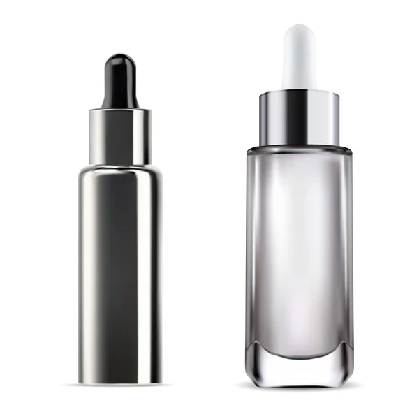 Dropper Bottle Cosmetic Eye Drop Bottle Mockup Essential Oil Vial — Stock vektor