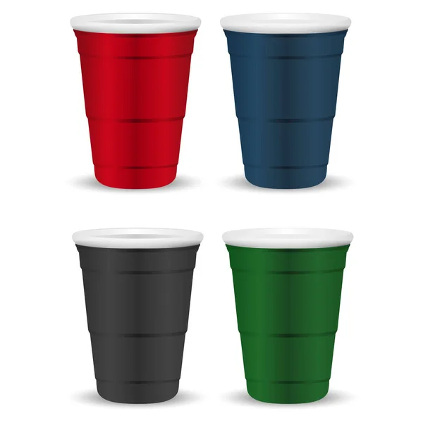 Coupe Fête Rouge Tasse Boisson Jetable Plastique Université Amusant Temps — Image vectorielle