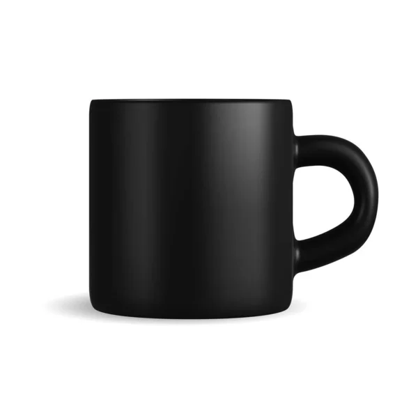 Black Mug Isolated Vector Coffee Cup Mockup Template Ceramic Tea — Vector de stock