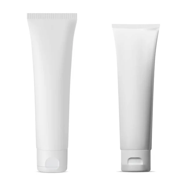 Bílá Kosmetická Krém Trubice Vektor Prázdný Izolovaná Šablona Nádoby Zubní — Stockový vektor