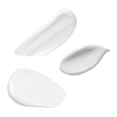 Kozmetik krem dokusu. Beyaz arka planda izole edilmiş sıvı krem felci. Vücut jeli kozmetik lekesi, yüz köpüğü ya da süt ürünü. Pürüzsüz yüz maskesi seti. Gerçekçi nem kremi sıçraması.