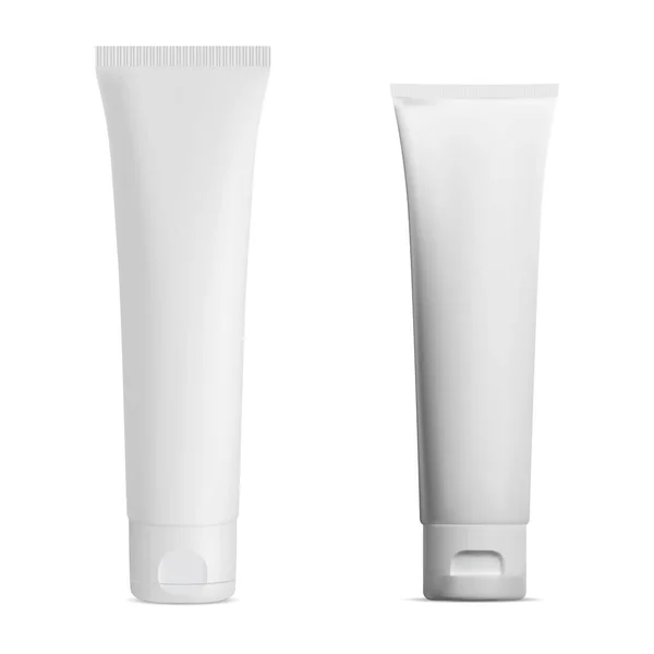 Fehér Krémes Tubus Kozmetikai Krém Izolált Csomag Üres Fogkrém Tartály — Stock Vector