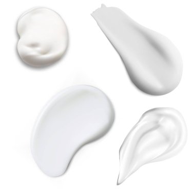 Cream texture stroke, cosmetic smear swatch isolated on white background. Facial moisture product illustration. Creamy foundation mousse splash. Concealer or balm swirl illustration