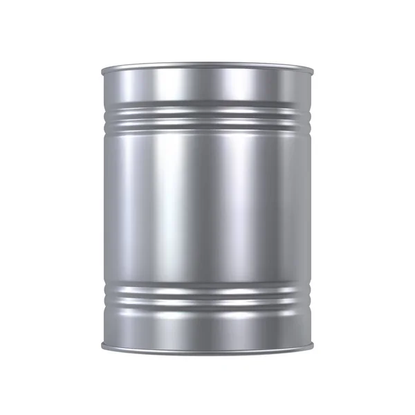 Metalen Blikje Geïsoleerde Vector Illustratie Leeg Leeg Geribbelde Cilinder Container — Stockvector