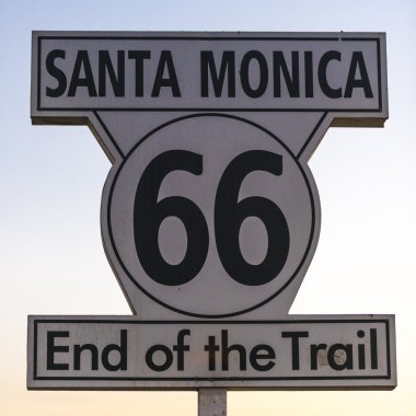 Route 66 işareti, santa Monica, los angeles yolun sonu