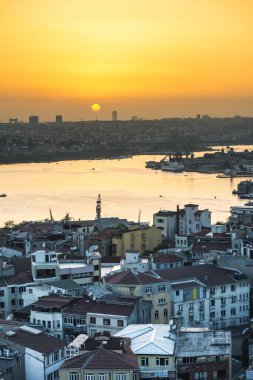 holden boynuz günbatımı galata Kulesi'nden renkli görünüm