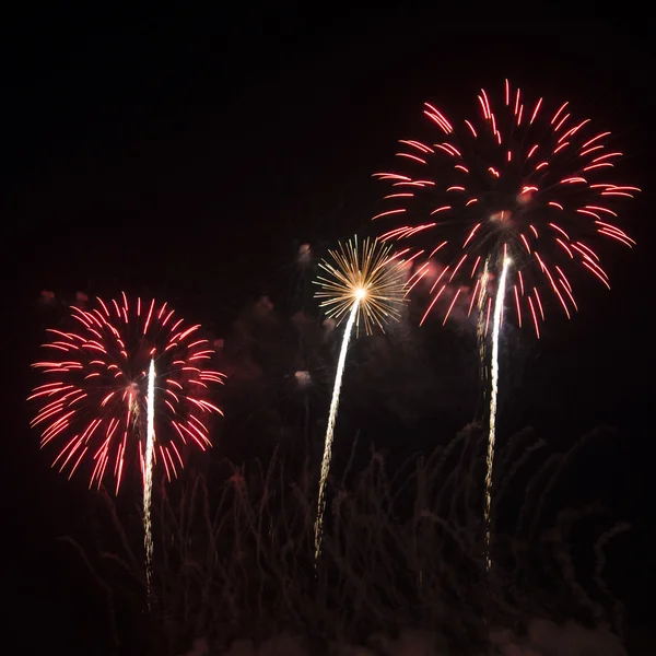 Colorful Fireworks over Night Sky — Stock Photo, Image