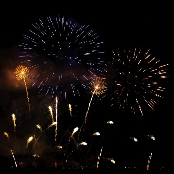 Colorful Fireworks over Night Sky — Stock Photo, Image