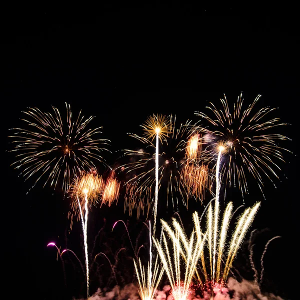 Colorful Fireworks over Night Sky — Stock Photo, Image