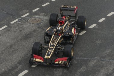 Professional Formula 1 Lotus Renault team in Moscow clipart