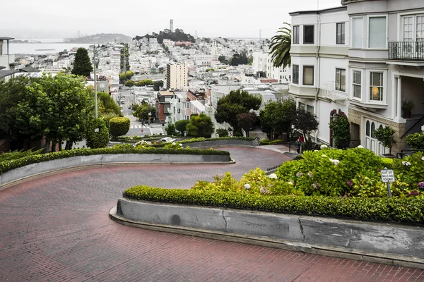 Знаменита вулиця ломбард в Сан-Франциско, Каліфорнія — стокове фото
