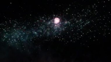 Ulusal bayram sırasında, 2022 yılbaşı partisi boyunca gece boyunca gerçek renkli havai fişek festivalinin uzun ve kusursuz döngüsü.