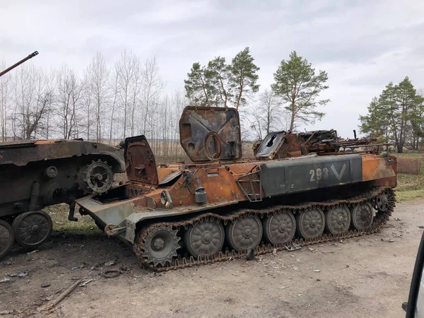 Borodyanka Región Kiev Ucrania Abril 2022 Destrucción Extinción Del Vehículo — Foto de Stock