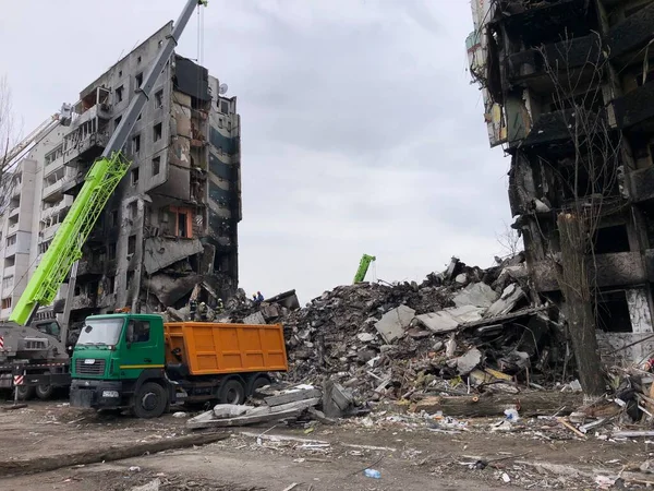 Borodjanka Gebiet Kiew Ukraine April 2022 Zerstörtes Gebäude Nach Russischer — kostenloses Stockfoto