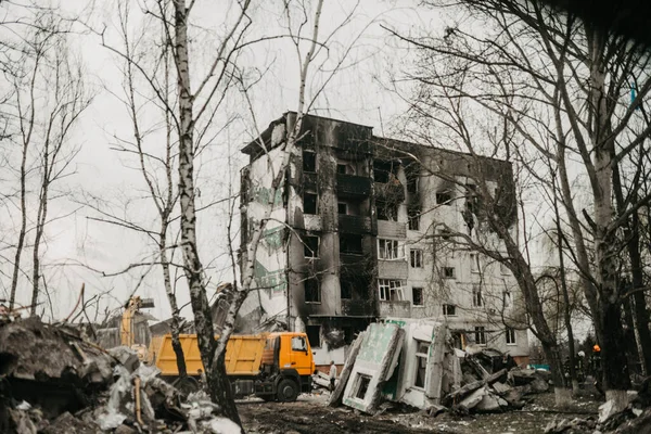 Borodjanka Kijev Régió Ukrajna 2022 Április Lerombolt Épület Orosz Megszállás — ingyenes stock fotók