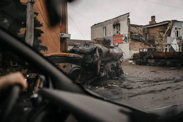 Borodyanka Kyiv Region Ukraine April 2022 Destroyed Building Russian Occupation — Stock Photo, Image