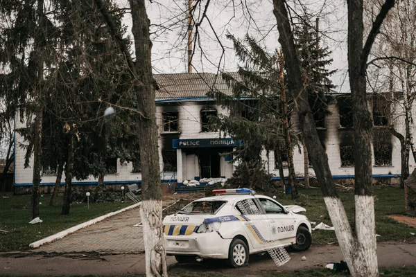 Borodyanka Región Kiev Ucrania Abril 2022 Edificio Destruido Después Ocupación — Foto de Stock