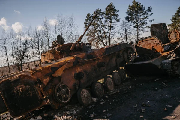 Borodyanka Región Kiev Ucrania Abril 2022 Destrucción Extinción Del Vehículo — Foto de stock gratis