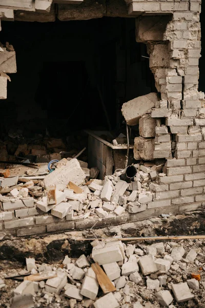 Бородянка Киевская Область Украина Апреля 2022 Года Разрушенное Здание После — стоковое фото