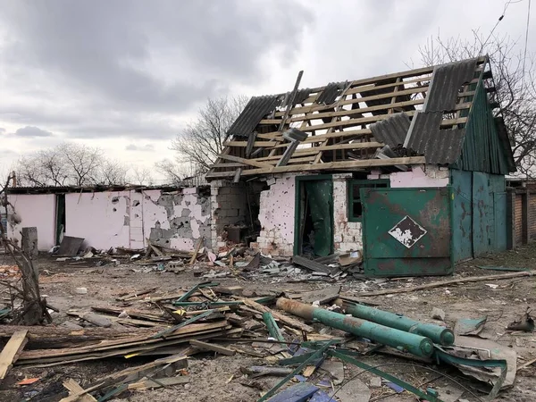 Borodyanka Kyiv Region Ukraine April 2022 Destroyed Building Russian Occupation — Stock Photo, Image