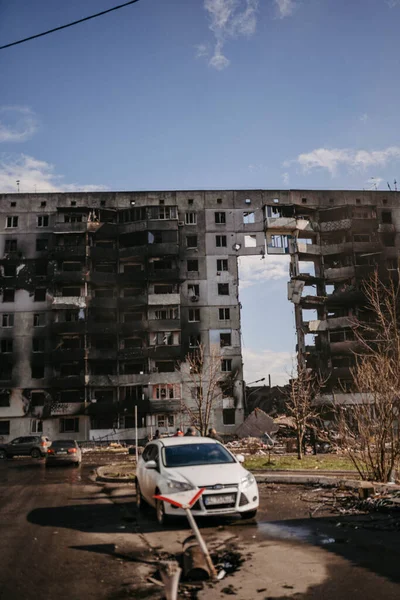 Borodyanka Regione Kiev Ucraina Aprile 2022 Edificio Distrutto Dopo Occupazione — Foto Stock