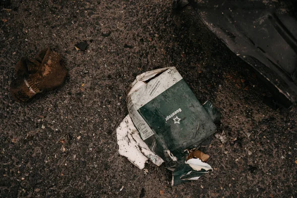 Borodyanka, Kyiv region, Ukraine. April 08, 2022: dry ration of russian soldier — Stock Photo