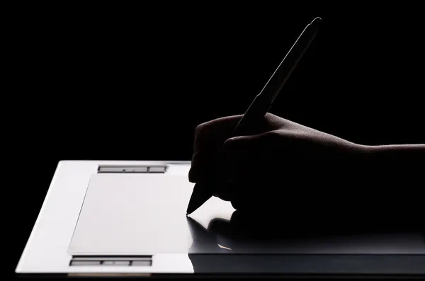 Graphic tablet and hand — Stock Photo, Image