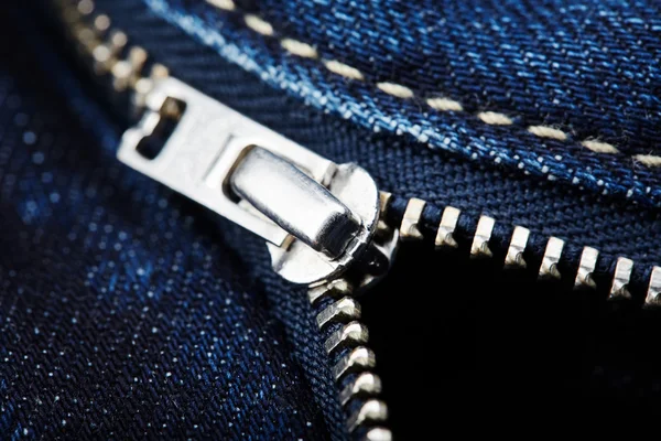 Close-up from blue jeans with zipper — Stock Photo, Image