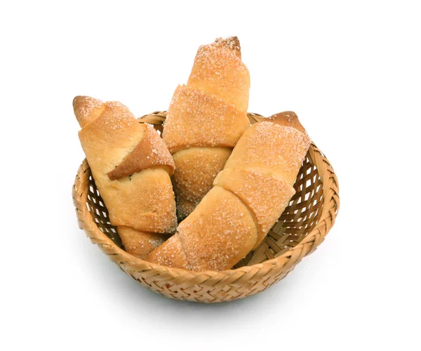 Croissants in a basket — Stock Photo, Image