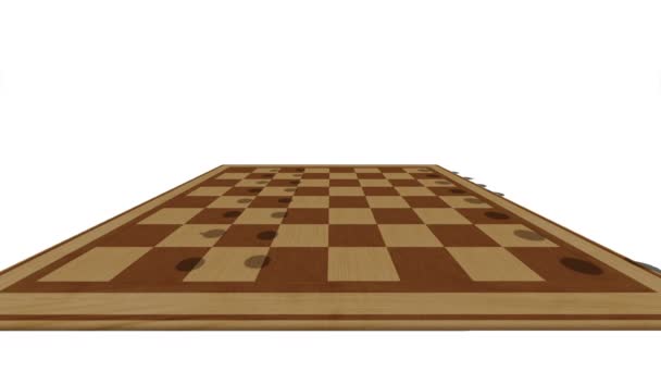 Piezas de ajedrez caen sobre tablero de ajedrez — Vídeo de stock
